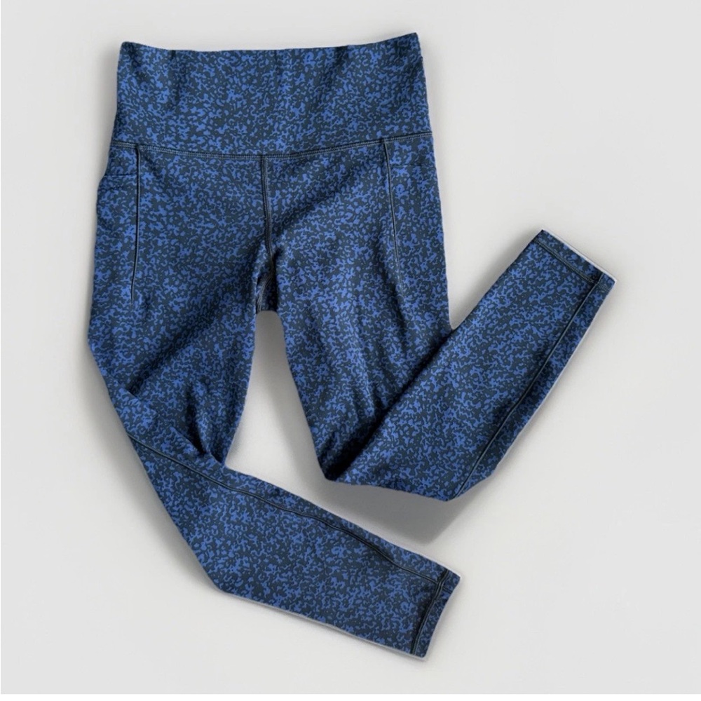 Athleta Women's Salutation Stash Pocket, Blue/Black Gravel Sz Small Leggings